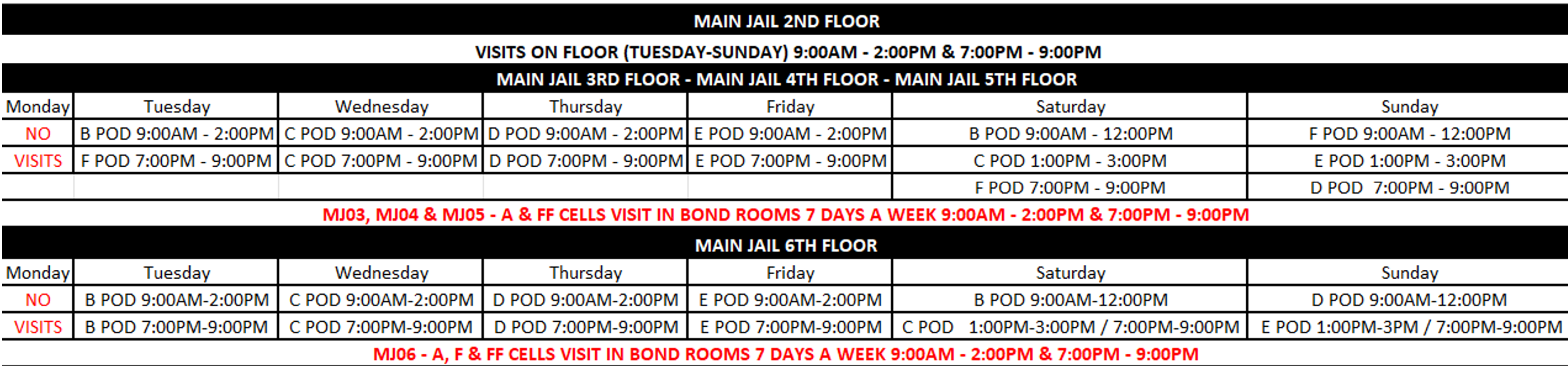 Main Jail Schedule thumbnail